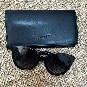 Burgundy Chanel cat eye sunglasses